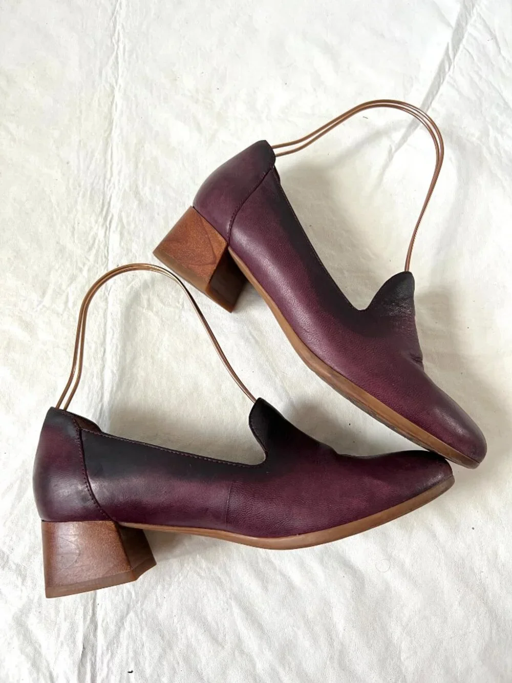 Dansko shoes Preston loafer purple leather brown block heel 38 7.5 8 slip on